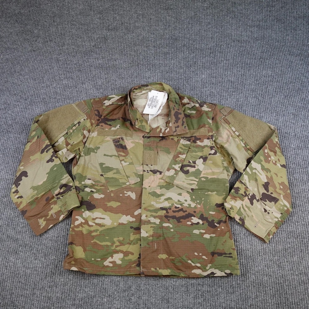 Military Combat Coat Mens Small X-Short Multicam Camo Button Jacket Army